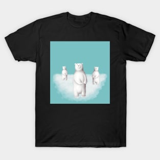 Three polar bears looking for the ice T-Shirt